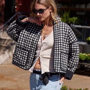 Free People Gingham Quilted Jacket